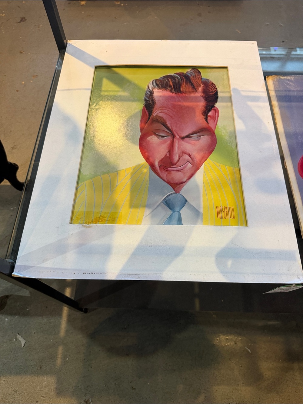 Framed Caricature Portrait Art Print in Yellow and Green